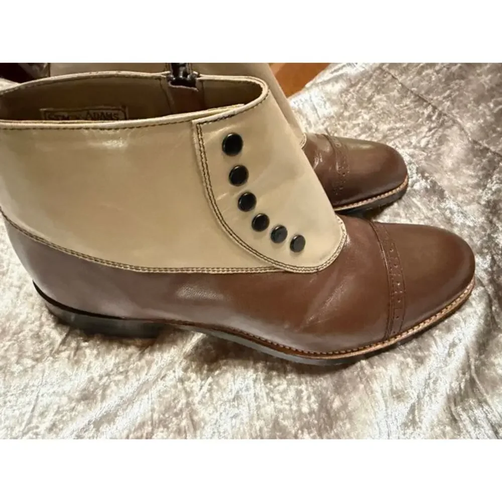 Stacy Adams Madison Spectator Cap Toe 2-Tone Demi Boot Camel/Brown Size 8D